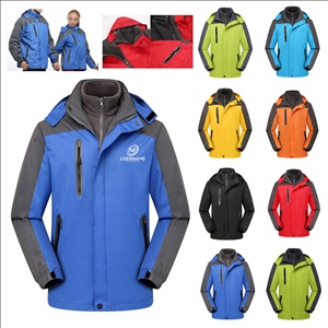 Unisex Windproof Hooded 3-in-1 Winter Jacket Thickened Fleece